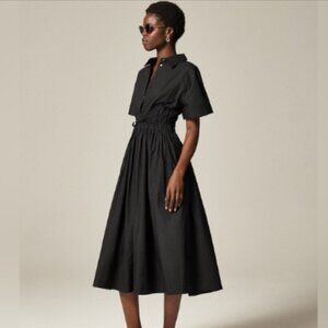 J.Crew Regenerative Cotton Poplin Smocked Waist Elena Shirt Midi Dress Size 4